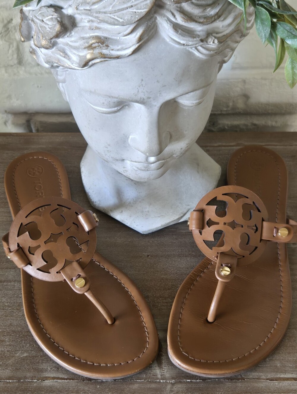 Tory Burch Miller Flat Sandals In Vachetta Brown, Brazil, Vacation, Everyday